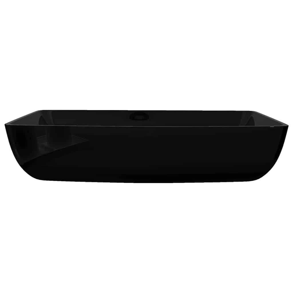 Prostokątna ceramiczna umywalka czarna 710 x 380 x 135 mm do łazienki