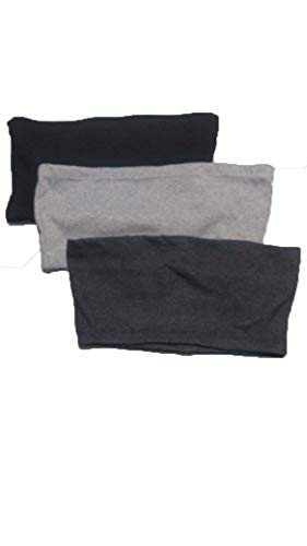 Kit 3 Top Faixa Tomara Que Caia Canelado Sem Bojo (Preto, Cinza Mescla, Cinza Grafiti, G)