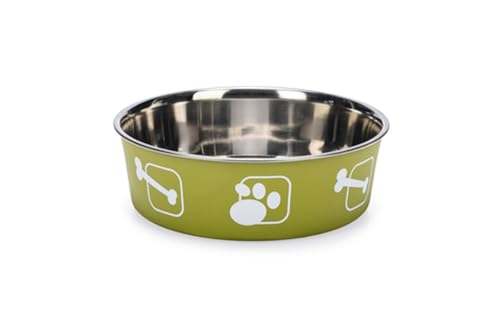 Karlie Ascar Kena, ciotola per cani in acciaio inox, verde, 2200 ml, diametro 21-23 cm