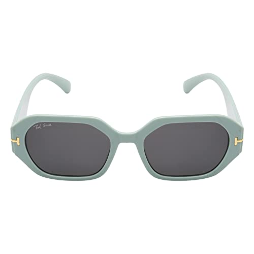 Image of Ted Smith and Stylish Hexagonal Sunglasses For Men Women | Full Rim & 100% UV Protection | Grey Lens & Acetate Frame | Medium | (53-21-145)