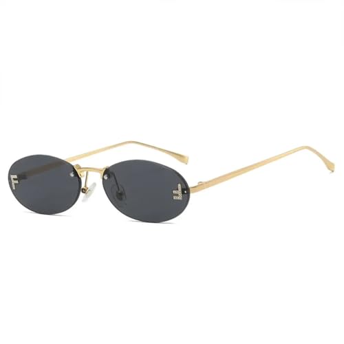QYOGWHTRJ-Oval Rimless Sunglasses Male Women Outdoor Shades Driving Sun Glasses Female Men Retro Eyewears UV400,A397