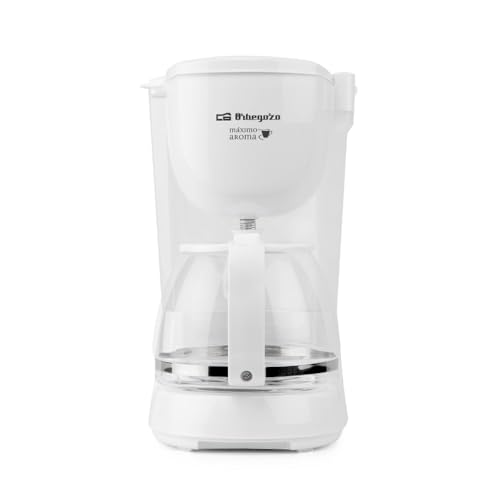Orbegozo Cafetera de goteo CG 4051, capacidad 12 tazas, jarra de cristal, color blanco.