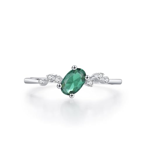 Bague fiançailles argent 925 anti-ternissement avec zircon ovale élégant pour peau sensible