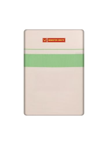 Image of MINISTER WHITE Men's Cotton Double Layer Dhoti with Kara Fancy Border Traditional Wedding, Temple Wear Eranad