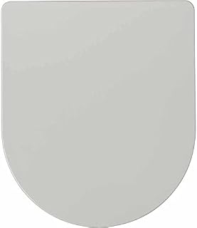 wilko 44cm Slim D-Shape White Toilet Seat, Duroplast Lid and Seat, Stainless Steel Hinges and Brackets, Fittings Included