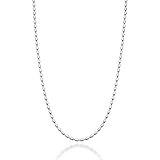 Miabella イタリア製 925スターリングシルバー オーバルビーズネックレス ボールチェーンネックレス, スターリングシルバー, 宝石なし