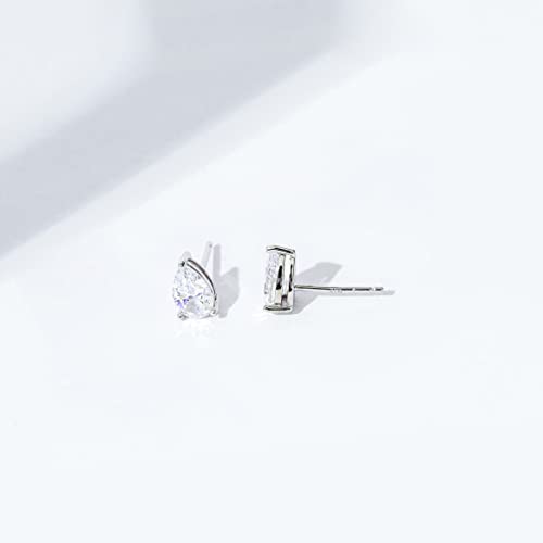 Amazon Collection Platinum-Plated Sterling Silver Infinite Elements Cubic Zirconia Pear-Cut Stud Earrings #TOP5