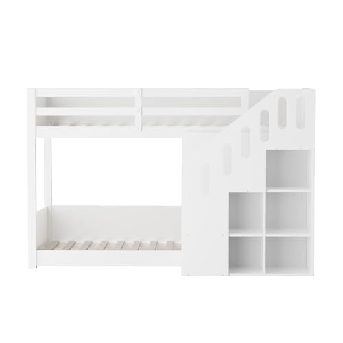 Litera de 90 x 200 cm con escalera y somier para adolescentes 7