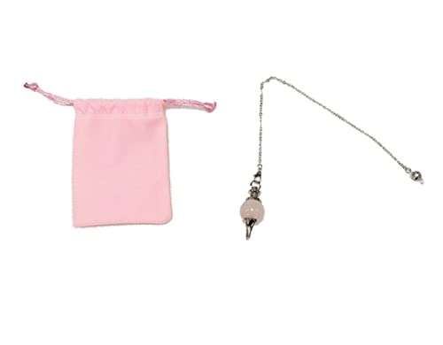 Piedra Preciosa, Péndulo de Cristal, Péndulo de Cristal esférica Vintage para Radiestesia, péndulo Chakra Reiki Adivinación Meditación Wicca (Cuarzo rosa)