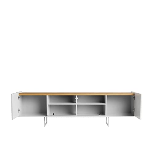 Manhattan Comfort Winston 70.86" Tv Stand With 6 Shelves, White And Cinnamon #TOP3