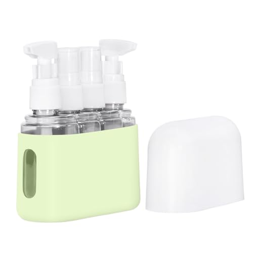 Contenedores de líquidos para viajes en avión - Juego de botellas de viaje 4 en 1 de 50 ml / 100 ml fabricadas en PP PET silicona | Contenedores de viaje recargables para champú, loción, jabón y cosmé