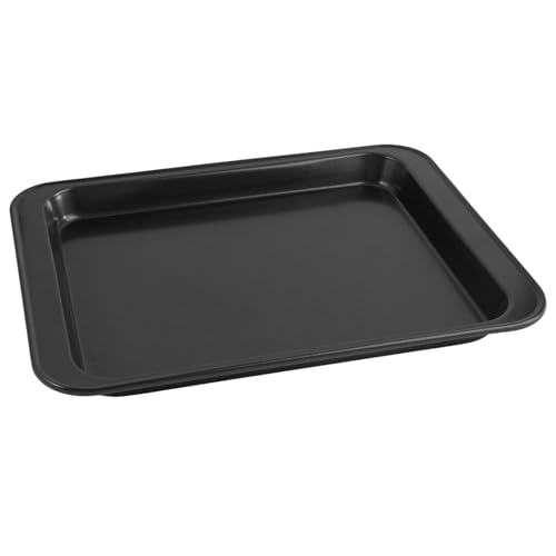 Varenzya Plaque à Pâtisserie, 24 × 18 × 2 cm Noir Plaques de Cuisson Rectangulaire en Acier au Carbone, Plaque Four Antiadhésive, Facile à Nettoyer,...