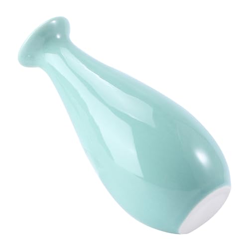 JUMPLAWN Ceramic Small Vase Blue Desktop Flower Vase Miniature Decorative for Home Office Tabletop Water Propagation and Dried Flowers