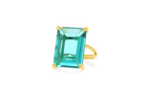 Bague solitaire tourmaline bleue or style quotidien