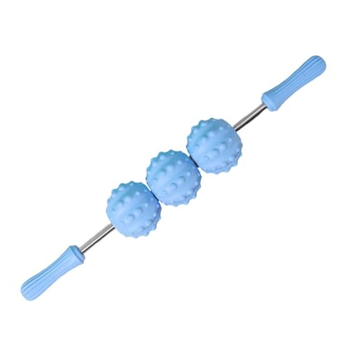 predolo Rodillo de masaje para hombres y mujeres, compacto, portátil, para uso en casa o en oficina, rodillo de masaje muscular corporal multifuncional, Tres Bolas Azules