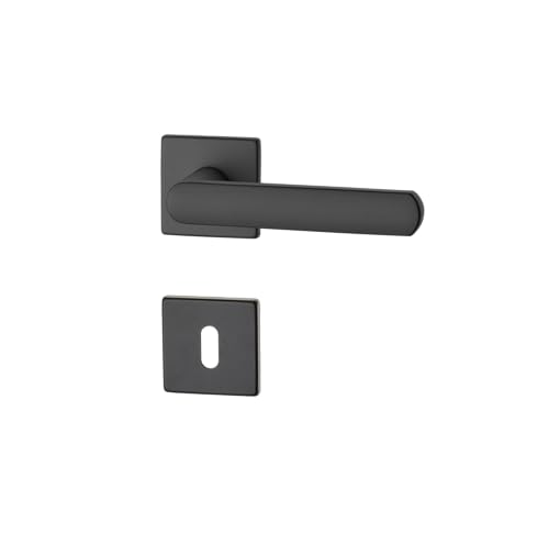 Ghidini Maniglia per porte interne NION, zama, in diverse finiture, con rosetta quadtata 50x50x5 mm e bocchetta foto CHIAVE, adatta per porte con spessore di 38-42mm (ZNO)