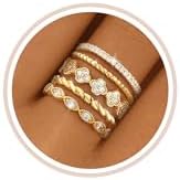 Gold Stackable Rings for Women Non Tarnish 14K Gold Plated Cubic Zirconia Stacking Chunky Eternity Band Rings Dainty Engagement Promise Thumb Rings Gold Wedding Ring Set Jewelry Size 6 7 8 9 11