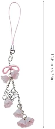 hogtnd Camera Phone Jewelry Flower Phone Charm Cute Chain Lilys of the Valley Flower Pendant for Card Butterfly Pendant Keychain — view 2