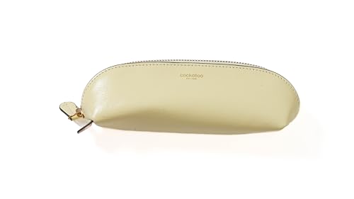 Image of Cockatoo Genuine Leather Pencil Pouch, Accessories holder, Stationery Bag, Zippered Pen Case for Work & Office (Anise Flower)