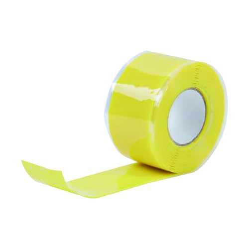 Image of SIKEDEPRO 1 Rolls Self-fusing Silicone Tape 1'' X 10-Feet Self Bonding Repair Tape Rubber Sealing Tape Multi-Purpose Adhesive Tape for Outdoor Antenna Coax & Electrical Cables (Yellow)
