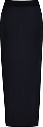 Falda larga elástica de longitud completa para mujer, Negro, 40-42