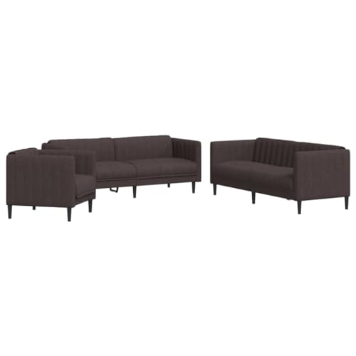 vidaXL Sofagarnitur 3-TLG., Sessel Couch Sofa für Wohnzimmer, Loungesofa Polstersofa mit Stützbeinen, Couchgarnitur Sitzmöbel, Modern, Dunkelbraun Stoff vidaXL Sofagarnitur 3-TLG., Sessel Couch Sofa für Wohnzimmer, Loungesofa Polstersofa mit Stützbeinen, Couchgarnitur Sitzmöbel, Modern, Dunkelbraun Stoff