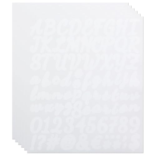 Calcomanías de letras cursivas de 1 pulgada, 6 hojas elegantes de letras en mayúscula y minúsculas con números del alfabeto para Scrabook, color blanco