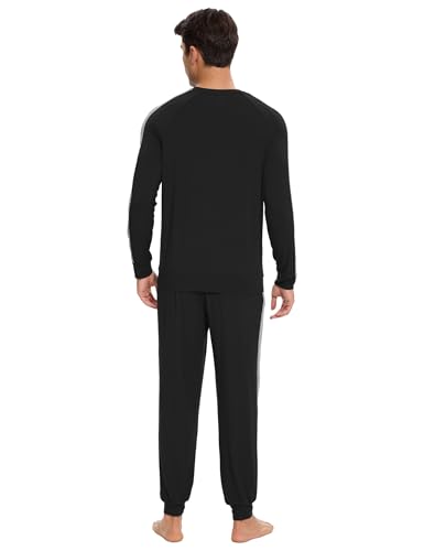 GYS Bamboo Viscose Men's Pajama Sets Soft Long Sleeve Loungewear Set with Pockets2