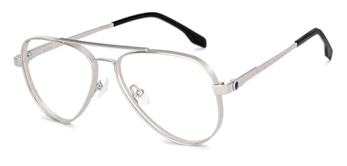 Image of John Jacobs Coastline Collection | Silver Full Rim Premium Eyewear | Blue Light blocking Glasses | For Men & Women | Medium