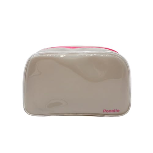 PONETTE - Neceser Verano - Bolsa de Aseo para Playa, Piscina, Viaje, Gimnasio y Uso Diario - Gran Capacidad, Ligero y Plegable - Neceser Lanzarote Diseño Transparente con Efecto Brillo (Gris)