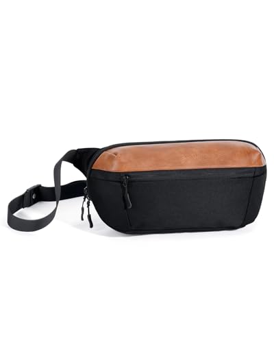 ECOHUB Sling Bag Herren & Damen 4 6L Brusttasche Gespleißtes Kunstleder 8 Fächer mit RFID-Schutz und Fach für Switch 2 Anti Diebstahl Crossbody Umhängetasche für Alltag und Reise Schwarz