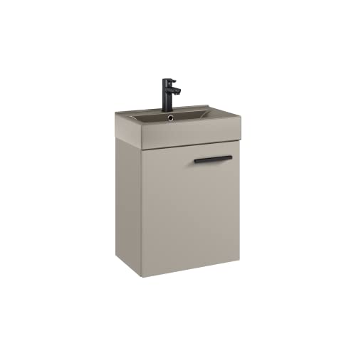 VBChome Badmöbel Set 45 cm Beige Matt Waschbecken mit Hängeschrank Badezimmerschrank mit...