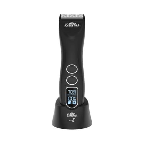Kenchii Flash 5 Matte Black 5-in-1 Pet Grooming Clipper Digital LCD Stay-Cool Blade Precision Pet Grooming Trim Shape Sleek and Ergonomic Design