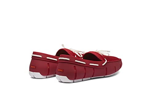 SWIMS Mens Loafers, Braided Lace Shoes for Men, Casual Beach Loafer, Comfortable Summer Shoe, Stylish Lightweight Walking Footwear, Quick Dry Breathable Eco Friendly Footbed (Signal Red/White,12)3
