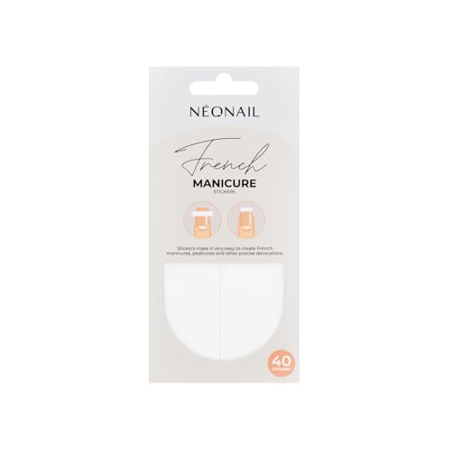 NÉONAIL French Manicure Stickers - 40 Stück - French Nails Schablone - French Maniküre Schablonen - Nagel Sticker - Nageldesign Zubehör - Nagelaufkleber Selbstklebend - 02 - Eckig