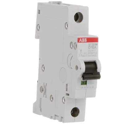 ST201M-D10, Circuit Breaker; Miniature; DIN Rail Mount; D Curve; 1 Pole; 10A