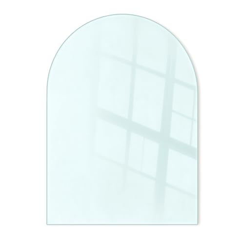 Hartglas Bodenplatte Transparent Glasplatte für Kamin 100x100 cm - Oval Abgeschnitte Funkenschutzplatte aus Glas für Kaminöfen Glasplatte für Öfen Vorlegeplatte