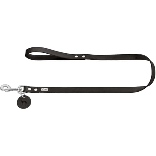 HUNTER Guinzaglio per cani, in pelle, semplice, resistente, flessibile, 1,3 x 110 cm, colore: nero