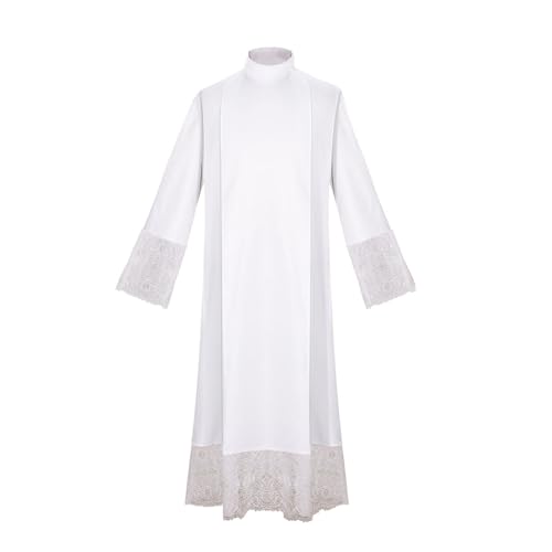 Men's Dignified Clergy Robes Catholic Priest ALB Church White Robe Traditional Religious Vestments