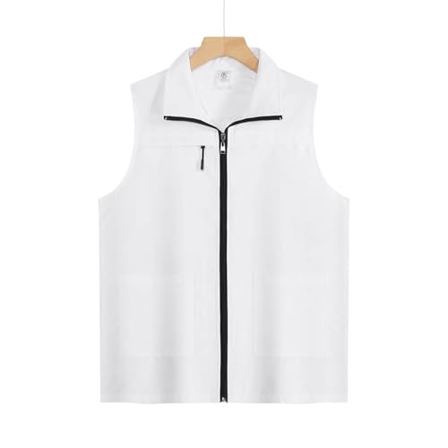 Mens Outdoor Vest Jacket Light Softshell Zip Outerwear Fishing Travel Work Safari Utility Cargo Vests for Hiking Golf
