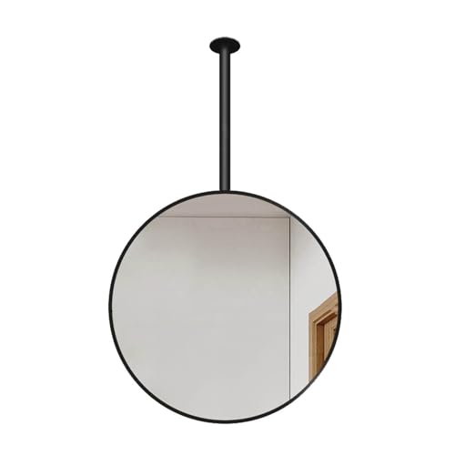 Specchio Rotondo Sospeso Da Soffitto Con Cornice In Metallo For Bagni, Ingressi, Negozi E Hotel(Black,40cm)
