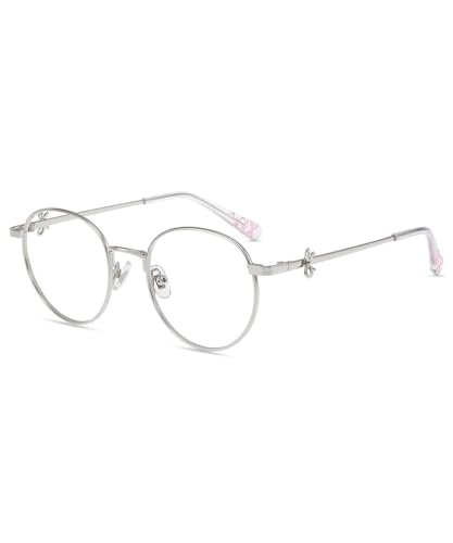 Image of Firmoo Blue Light Blocking Glasses for Woman, Retro Round Metal Frame Anti Eyestrain UV400 Computer Gaming Glasses Bow165