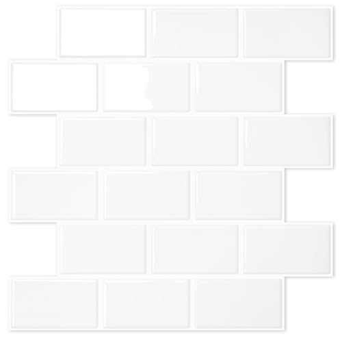 Comparison: Best Backsplash For White Kitchen 3 STICKGOO 10-Sheet White Subway Tiles Peel and Stick Backsplash, Stick on Tiles Kitchen Backsplash (Thicker Design)