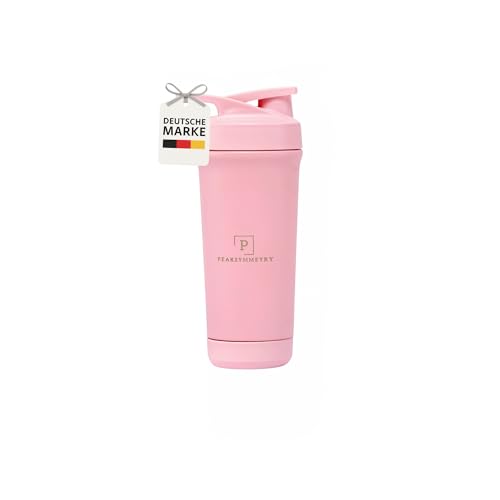 Peaksymmetry Edelstahl Protein Shaker Pink, 750ml – Hochwertiger Shaker für Eiweiß, Sport & Fitness, mit Skala – Perfekt für Eiweißshakes, Diät und Fitnessdrinks