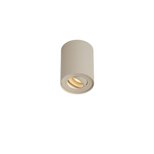 Qazqa Moderno Moderne opbouwspot beige GU10 50mm draai- en kantelbaar - Rondoo Aluminio Redonda Adecuado para LED Max. 1 x 10 Watt