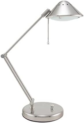 Victory Light VSD102BNR Lamp Desk Halogen 50W 3-Point Adjustable Brushed Nickel Retail Box for use in Home, Office, and Crafting