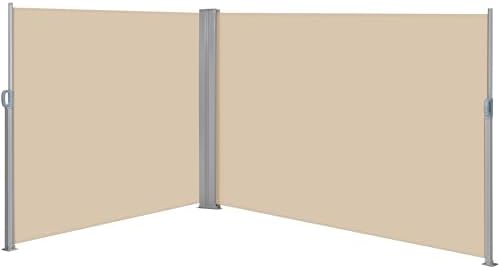 Yaheetech 236 x 71in Double Side Awning, Patio Retractable Side Screen Awning, Privacy Divider Screen w/ 220g/m² Polyester, Waterproof & UV-Resistant for Courtyard, Roof Terrace - Beige