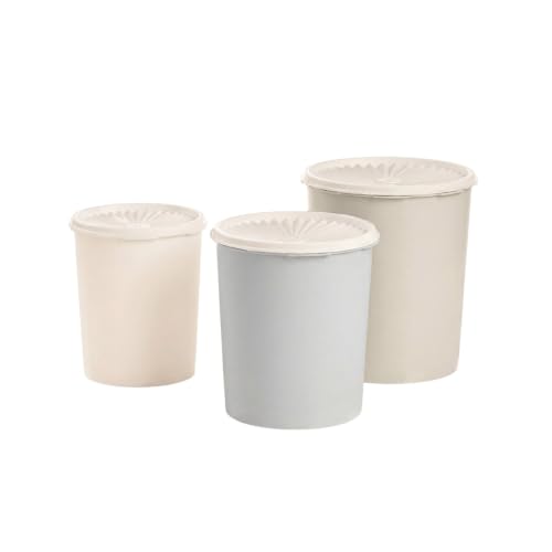 NewTupperware Small Servalier Heritage Decorator Canister Set Warm Beige