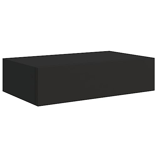 vidaXL Estante con cajón de Pared MDF Negro 40x23,5x10 cm