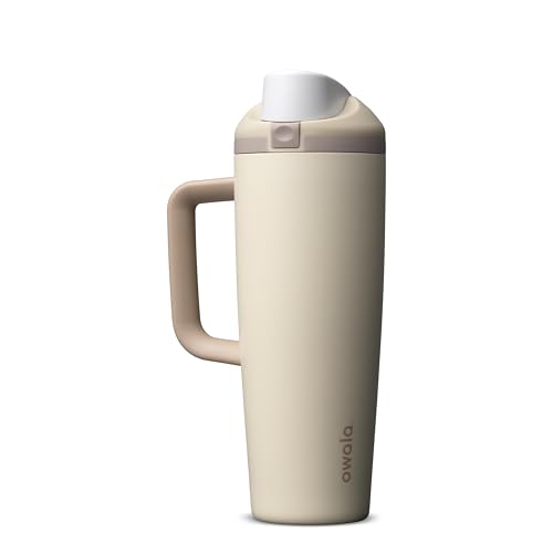 Image of Owala FreeSip Tumbler Insulated Stainless Steel Water Bottle with Built-in Straw and Side Handle, For Travel, Work, School, and Sports, 30oz, BPA Free, Leak Proof, Lightly Toasted